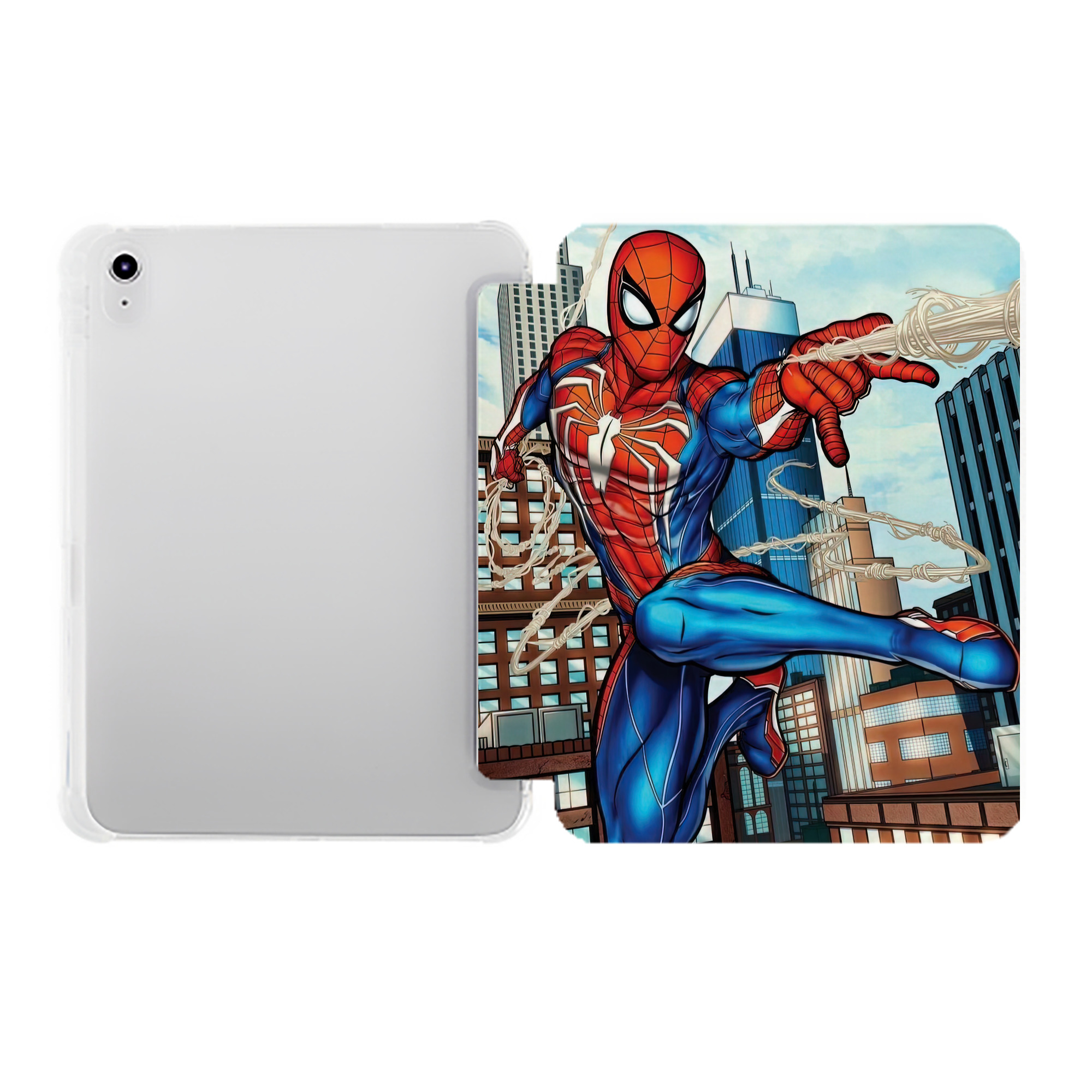 （画像用） Spider Man スパイダーマン IPad ケース ペン収納付き 三つ折りスタンド PUレザー×シリコン 対応機種9.5/10.5/10.9インチ